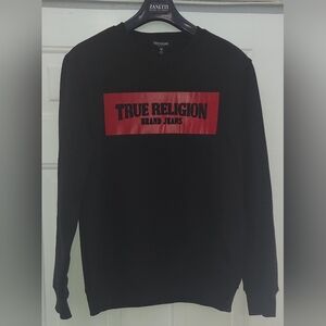TRUE RELIGION EMBOSSED ARCH MEN'S BLACK COTTON-POLY SWEATSHIRT SIZE L NWT $99